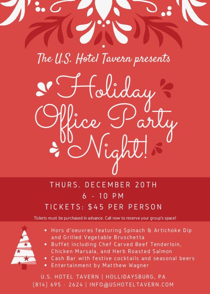 Holiday Office Party Flyerpage001 U.S. Hotel Tavern